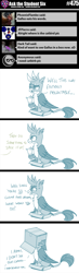 Size: 800x2740 | Tagged: safe, artist:sintakhra, character:gallus, character:sandbar, species:griffon, tumblr:studentsix, g4, behaving like a cat, box, didn't see that comin', gallus is not amused, if i fits i sits, male, offscreen character, solo, unamused