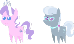 Size: 548x326 | Tagged: safe, artist:zacatron94, character:diamond tiara, character:silver spoon, species:earth pony, species:pony, g4, cropped, female, filly, glasses, jewelry, necklace, pointy ponies, simple background, tiara, transparent background, vector