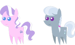 Size: 548x326 | Tagged: safe, artist:zacatron94, edit, editor:slayerbvc, character:diamond tiara, character:silver spoon, species:earth pony, species:pony, g4, accessory-less edit, cropped, female, filly, missing accessory, pointy ponies, simple background, transparent background, vector, vector edit