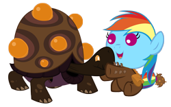 Size: 6400x4000 | Tagged: safe, artist:beavernator, character:rainbow dash, character:tank, crossover, filly, foal, starcraft, starcraft 2, swarm host, zerg