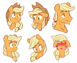 Size: 5052x4143 | Tagged: safe, artist:chub-wub, character:applejack, species:earth pony, species:pony, g4, absurd resolution, alternate hairstyle, applejack (male), blushing, bust, chest fluff, cute, eyes closed, female, freckles, implied lesbian, implied shipping, jackabetes, kiss mark, lipstick, male, mare, rule 63, simple background, solo, stallion, white background