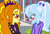 Size: 1600x1094 | Tagged: safe, artist:ktd1993, character:adagio dazzle, character:trixie, species:eqg human, ship:triagio, g4, my little pony:equestria girls, alternate hairstyle, babysitter trixie, blushing, clothing, female, hoodie, lesbian, shipping