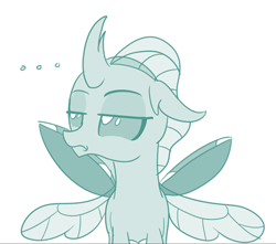 Size: 403x357 | Tagged: safe, artist:sintakhra, edit, character:ocellus, tumblr:studentsix, g4, annoyed, cropped, female, lidded eyes, ocellus is not amused, solo, spread wings, unamused, wings