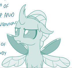 Size: 376x357 | Tagged: safe, artist:sintakhra, edit, character:ocellus, tumblr:studentsix, g4, angry, cropped, female, ocellus is not amused, solo, spread wings, unamused, wings