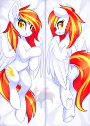 Size: 1280x1800 | Tagged: safe, artist:scarlet-spectrum, oc, oc only, oc:diamond sun, species:pegasus, species:pony, g4, body pillow, butt, commission, cute, female, looking at you, mare, ocbetes, pegasus oc, plot, smiling at you, solo, spread wings, wings