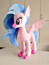 Size: 768x1024 | Tagged: safe, artist:nekokevin, character:silverstream, species:classical hippogriff, species:hippogriff, g4, female, irl, photo, plushie, smiling, solo, spread wings, wings