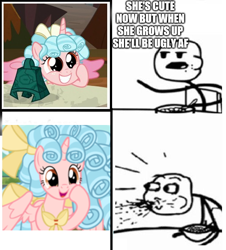 Size: 508x562 | Tagged: safe, artist:beavernator, edit, character:cozy glow, species:alicorn, species:pony, episode:the ending of the end, g4, my little pony: friendship is magic, alicornified, bell, cereal guy, cozycorn, grogar's bell, meme, older, older cozy glow, race swap