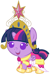 Size: 3120x4600 | Tagged: safe, artist:beavernator, character:twilight sparkle, character:twilight sparkle (alicorn), species:alicorn, species:pony, baby, baby pony, babylight sparkle, big crown thingy, clothing, coronation dress, cute, dress, elements of harmony, female, foal, jewelry, mare, open mouth, princess babylight, smiling, solo, time paradox, twiabetes, weapons-grade cute