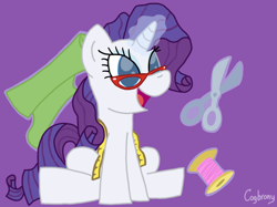 Size: 2592x1936 | Tagged: safe, artist:thebrokencog, character:rarity, female, glasses, scissors, solo