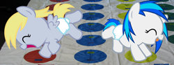 Size: 4800x1800 | Tagged: safe, artist:beavernator, character:derpy hooves, character:dj pon-3, character:vinyl scratch, species:pony, baby, baby pony, diaper, filly, foal, irl, photo, ponies in real life, twister