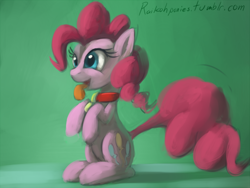 Size: 880x660 | Tagged: safe, artist:grissaecrim, character:pinkie pie, behaving like a dog, collar, female, pet play, puppy pie, solo