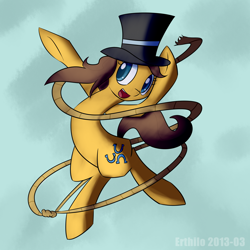 Size: 2800x2800 | Tagged: dead source, safe, artist:erthilo, character:toffee, species:earth pony, species:pony, 30 minute art challenge, clothing, female, hat, mare, rope, solo, top hat