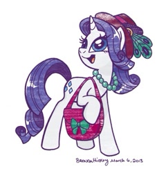 Size: 367x383 | Tagged: safe, artist:brendahickey, character:rarity, clothing, female, hat, purse, solo