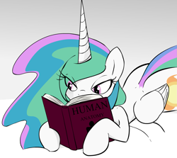 Size: 1239x1105 | Tagged: safe, artist:zev, character:princess celestia, species:alicorn, species:pony, book, female, human fetish, mare, prone, reading, solo