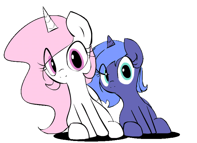 Size: 681x493 | Tagged: dead source, safe, artist:zev, character:princess celestia, character:princess luna, species:alicorn, species:pony, animated, cewestia, cute, cutelestia, female, filly, grassland dance, hnnng, looking at you, lunabetes, pink-mane celestia, simple background, sitting, smiling, style emulation, super mario bros., super mario bros. 3, sweet dreams fuel, they're watching you, transparent background, weapons-grade cute, woona