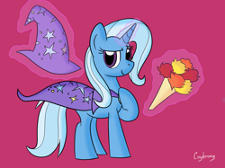 Size: 2592x1936 | Tagged: safe, artist:thebrokencog, character:trixie, flower, smiling