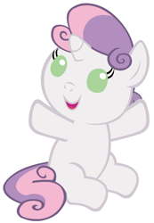 Size: 1800x2600 | Tagged: safe, artist:beavernator, character:sweetie belle, species:pony, baby, baby belle, baby pony, cute, diasweetes, female, hug request, incoming hug, open mouth, simple background, smiling, solo, vector, white background, younger