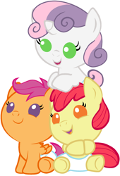Size: 1500x2200 | Tagged: safe, artist:beavernator, character:apple bloom, character:scootaloo, character:sweetie belle, species:pegasus, species:pony, baby, baby apple bloom, baby belle, baby pony, baby scootaloo, cute, cutie mark crusaders, diaper, diapered, diapered fillies, diapered foals, female, filly, foal, simple background, vector, white background, white diapers