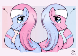 Size: 1250x900 | Tagged: safe, artist:joakaha, character:aloe, character:lotus blossom, species:pony, duo, duo female, female, gradient background, heart, spa twins