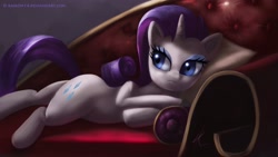 Size: 1920x1082 | Tagged: safe, artist:grissaecrim, character:rarity, species:pony, species:unicorn, g4, couch, draw me like one of your french girls, fainting couch, female, mare, on side, photoshop, solo