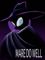 Size: 768x1024 | Tagged: dead source, safe, artist:grissaecrim, character:mare do well, species:pony, g4, batman, batman the animated series, clothing, costume, darkwing duck, female, hat, mare, parody, photoshop, solo