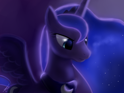 Size: 1024x768 | Tagged: safe, artist:grissaecrim, character:princess luna, species:alicorn, species:pony, g4, bust, colored pupils, female, mare, solo