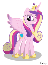 Size: 1936x2592 | Tagged: safe, artist:thebrokencog, character:princess cadance, species:alicorn, species:pony, female, mare, smiling, solo