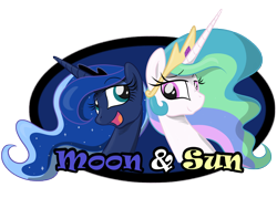 Size: 7000x5000 | Tagged: safe, artist:thebrokencog, character:princess celestia, character:princess luna, species:alicorn, species:pony, absurd resolution, crown, duo, female, jewelry, looking at you, mare, regalia, simple background, smiling, transparent background
