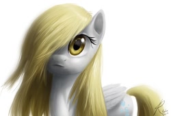 Size: 1152x778 | Tagged: safe, artist:raikoh, character:derpy hooves, species:pegasus, species:pony, g4, epic derpy, female, hair over one eye, mare, photoshop, simple background, solo, white background
