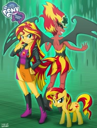 Size: 700x923 | Tagged: safe, artist:uotapo, character:sunset satan, character:sunset shimmer, species:pony, species:unicorn, g4, my little pony:equestria girls, demon, evil grin, grin, human ponidox, ponidox, self ponidox, smiling, square crossover, sunset satan