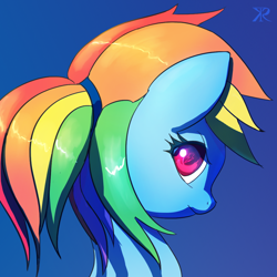 Size: 700x700 | Tagged: safe, artist:grissaecrim, character:rainbow dash, alternate hairstyle, female, looking at you, portrait, solo