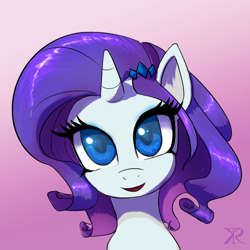 Size: 700x700 | Tagged: safe, artist:grissaecrim, character:rarity, cute, female, hairclip, looking at you, portrait, raribetes, solo