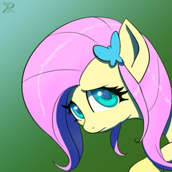 Size: 700x700 | Tagged: safe, artist:grissaecrim, character:fluttershy, female, hairclip, looking at you, portrait, solo
