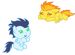 Size: 1080x800 | Tagged: safe, artist:beavernator, character:soarin', character:spitfire, species:pony, baby, baby pony, foal