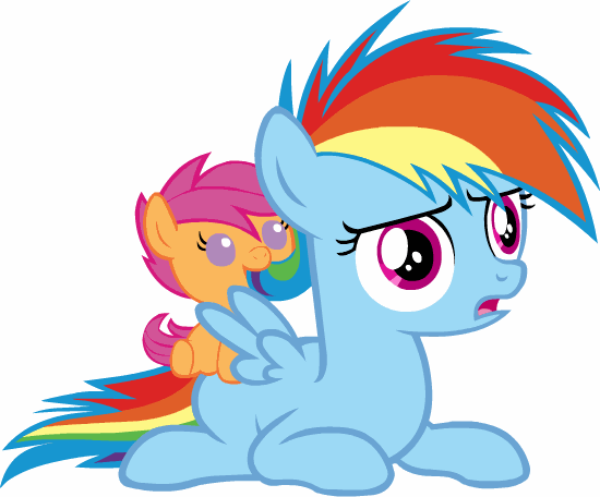 Size: 550x456 | Tagged: safe, artist:beavernator, artist:ianimateyourpictures, character:rainbow dash, character:scootaloo, species:pegasus, species:pony, animated, baby, baby pony, cute, cutealoo, duo, female, filly, foal, hair bite, messy mane, nom, open mouth, prone, rainbow dash is not amused, simple background, sisters, unamused, wingboner, younger