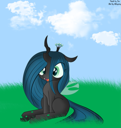 Size: 869x920 | Tagged: safe, artist:qcryzzy, artist:zev, character:queen chrysalis, cute, cutealis, female, solo