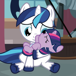 Size: 3600x3600 | Tagged: safe, artist:beavernator, character:shining armor, character:twilight sparkle, species:pony, all glory to the beaver grenadier, baby, baby pony, beavernator is trying to murder us, boop, colt, crying, cute, filly, holding, male, shining adorable, twiabetes