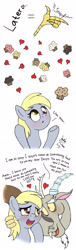 Size: 910x3010 | Tagged: safe, artist:joakaha, character:derpy hooves, character:discord, species:pegasus, species:pony, ship:derpcord, blushing, comic, female, heart, male, mare, muffin, shipping, straight