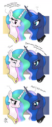 Size: 900x2200 | Tagged: safe, artist:joakaha, character:princess celestia, character:princess luna, comic, crying, dialogue, horns are touching, love, royal sisters, sisterly love, sisters, sweet dreams fuel, wholesome