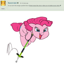 Size: 675x749 | Tagged: safe, artist:beavernator, artist:carnifex, edit, character:pinkie pie, cute, diapinkes, female, floppy ears, open mouth, pinkieface, pogo stick, smiling, solo