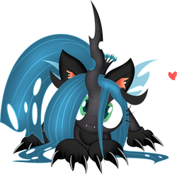 Size: 2539x2500 | Tagged: safe, artist:qcryzzy, artist:zev, character:queen chrysalis, cat, cat ears, claw, claws, cute, cutealis, female, heart, looking at you, paws, simple background, solo, transparent background
