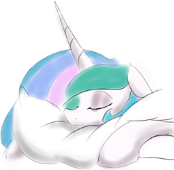 Size: 866x848 | Tagged: source needed, safe, artist:zev, character:princess celestia, cute, cutelestia, eyes closed, female, floppy ears, pillow, sleeping, solo