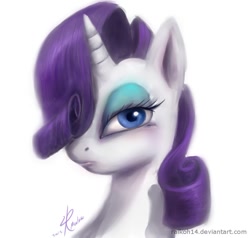 Size: 740x703 | Tagged: safe, artist:grissaecrim, character:rarity, species:pony, species:unicorn, bust, female, hair over one eye, portrait, simple background, solo, white background