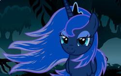 Size: 4800x3000 | Tagged: safe, artist:beavernator, character:princess luna, species:alicorn, species:pony, alternate hairstyle, beautiful, bedroom eyes, cute, female, high res, i really like her mane, looking at you, lunabetes, smiling, solo, windswept mane