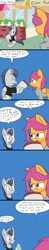 Size: 800x4044 | Tagged: safe, artist:jake heritagu, character:rumble, character:scootaloo, species:pegasus, species:pony, comic:ask motherly scootaloo, motherly scootaloo, ship:rumbloo, alternate hairstyle, bouquet, clothing, comic, date, dialogue, female, flower, hairpin, male, nervous, shipping, straight, suit, sweat, sweatshirt, tumblr