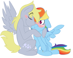 Size: 5000x4000 | Tagged: safe, artist:chub-wub, character:derpy hooves, character:rainbow dash, ship:derpydash, absurd resolution, blushing, dopey hooves, female, hug, male, rule 63, shipping, simple background, straight, transparent background