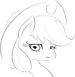 Size: 787x813 | Tagged: source needed, safe, artist:zev, character:applejack, female, grayscale, monochrome, solo