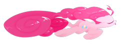 Size: 1748x650 | Tagged: safe, artist:underpable, character:pinkie pie, blep, eyes closed, female, floppy ears, simple background, smiling, solo, tongue out, transparent background, windswept mane