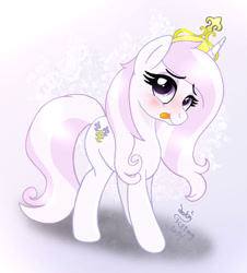 Size: 950x1050 | Tagged: safe, artist:joakaha, character:fleur-de-lis, blushing, crown, cute, dawwww, female, fleurabetes, looking at you, princess, smiling, solo, tongue out