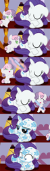 Size: 1120x3780 | Tagged: safe, artist:beavernator, character:rarity, character:sweetie belle, species:pony, all glory to the beaver grenadier, baby, baby belle, baby pony, beavernator is trying to murder us, body writing, comic, cute, diasweetes, face doodle, filly, foal, magic, marker, sleeping, sweetie belle's magic brings a great big smile